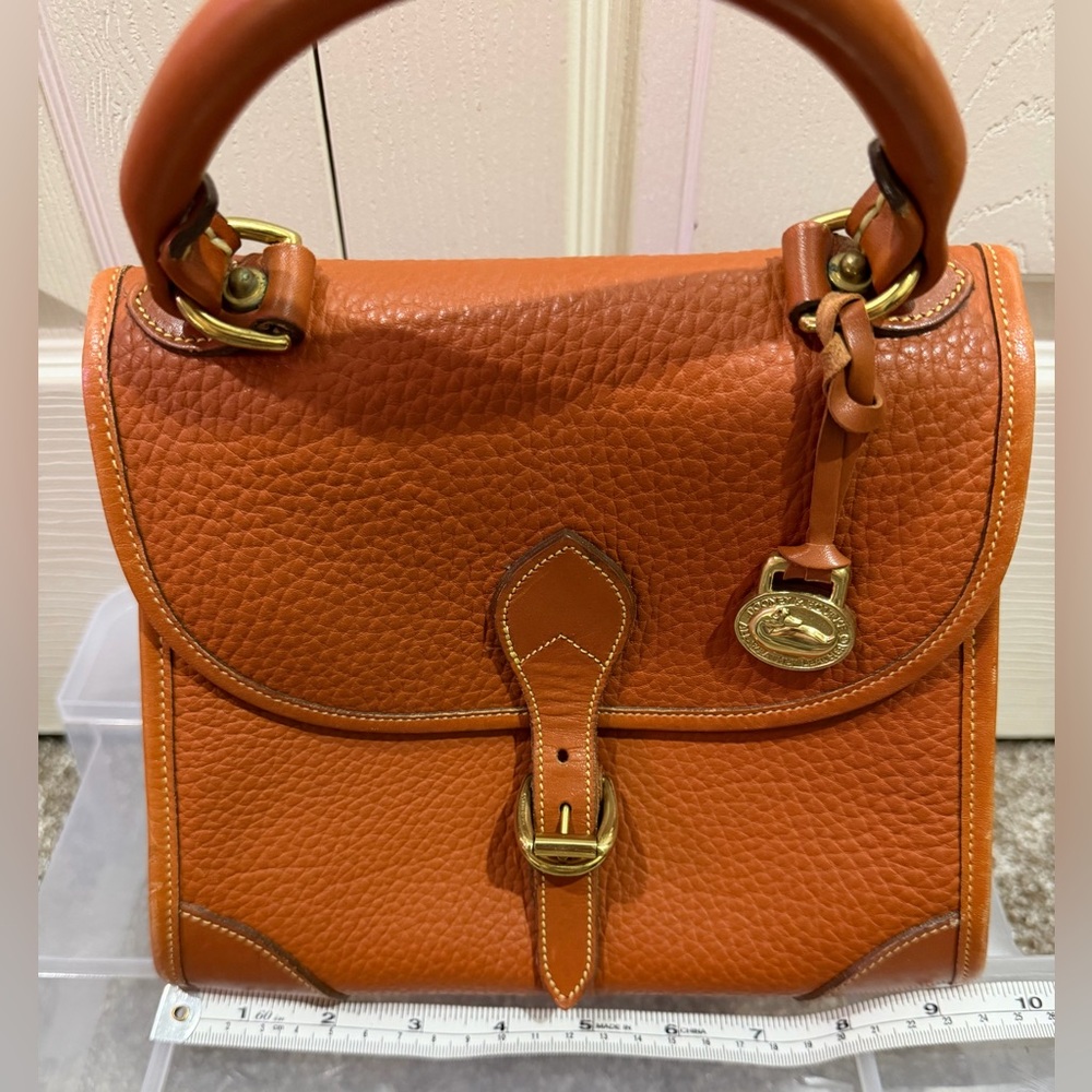 Vintage Dooney & Bourke Carpet Bag Small R47 Brown and Tan Purse Satchel Tote - Picture 2 of 7